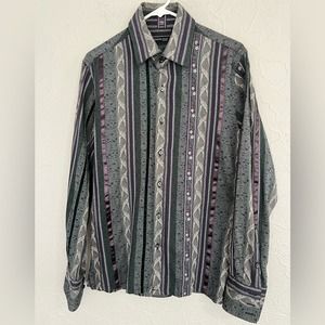 Kenneth Cole Shirt Mens Medium M Floral Button Up Collared Long Sleeve LIKE NEW